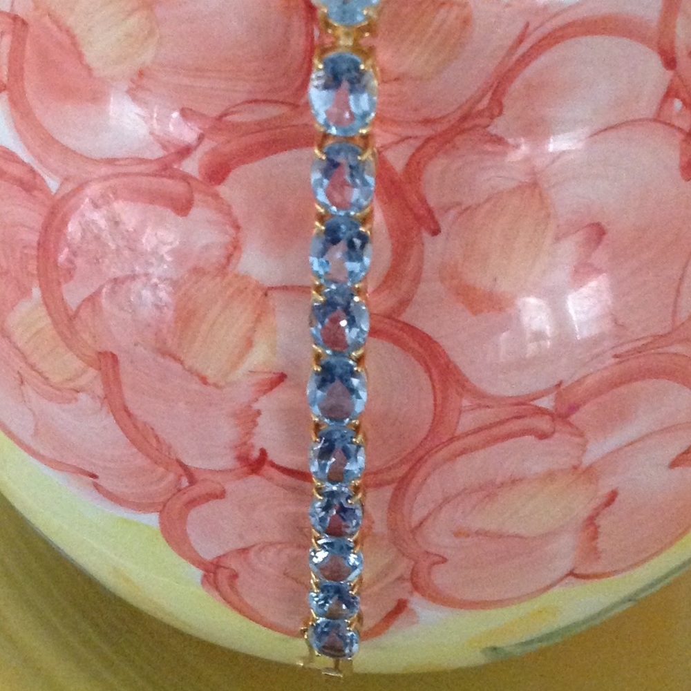 🐠 🆕 44.0ctw BLUE TOPAZ 18k Gold plate on .925 🐠